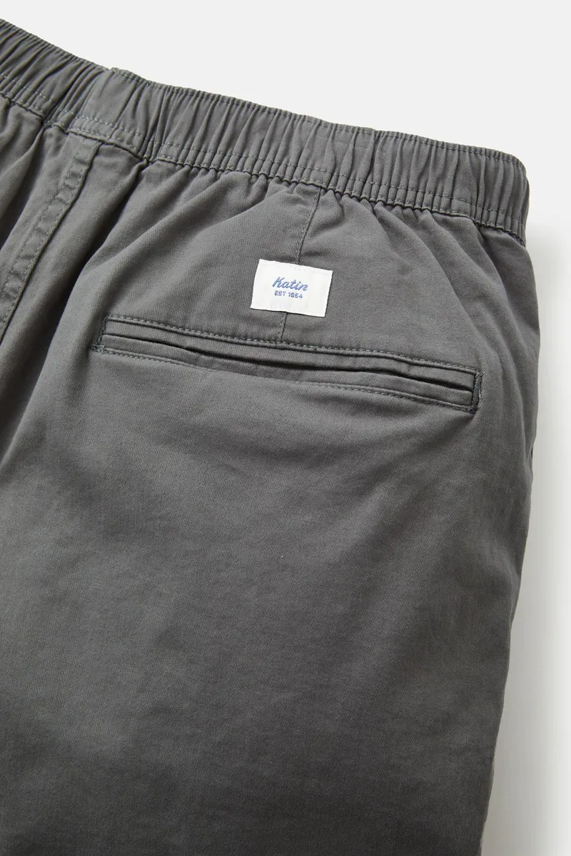 Katin Patio Short Soot - Mens Grey Elasticated Cotton Shorts-7