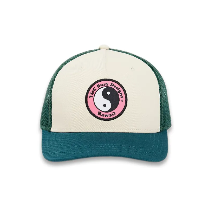T and C Surf Designs YY Trucker Cap Green Sea/Pink Logo - Unisex Hat