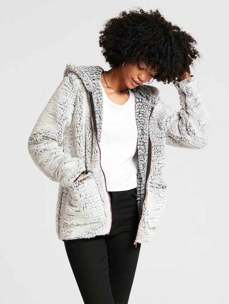 Volcom Lil Phuz Up Jacket In Light Grey-1