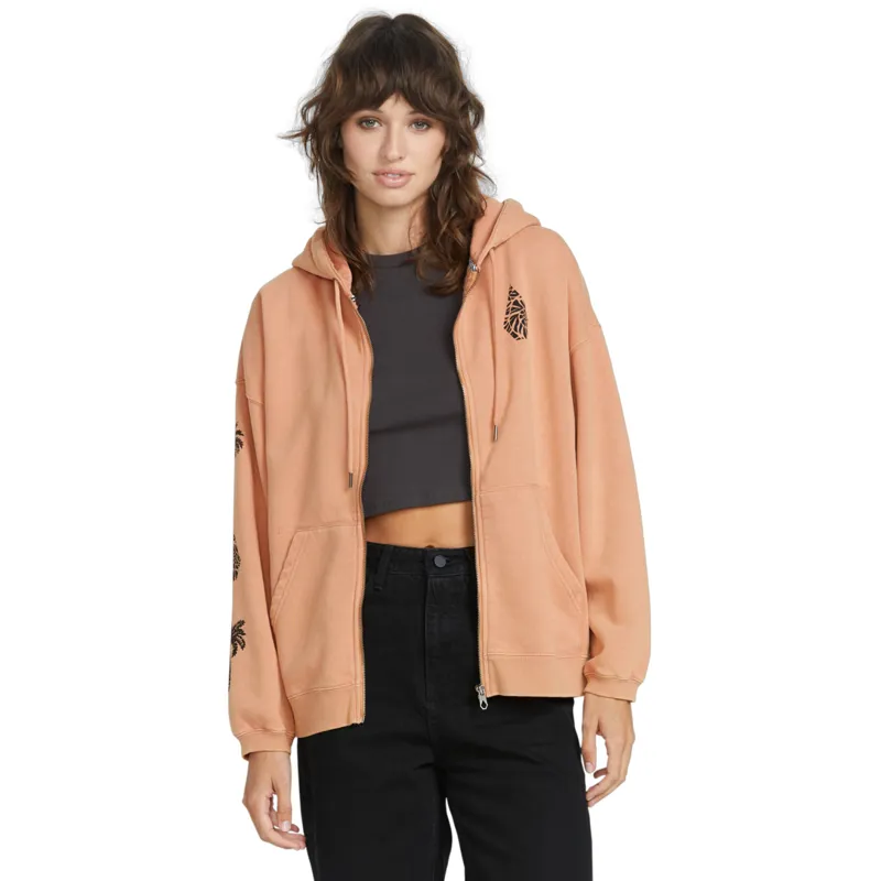 Volcom Stone Art Up Zip Hoodie Sand Brown 