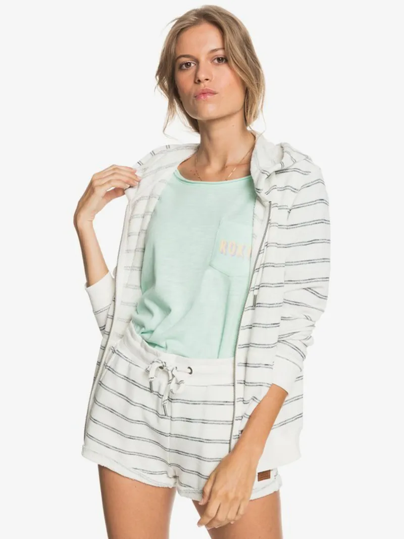 Roxy Perfect Wave Zip-Hoodie in Snow White Horizion White Stripes