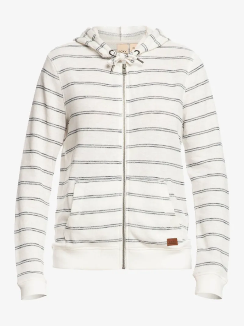 Roxy Perfect Wave Zip-Hoodie in Snow White Horizion White Stripes-6
