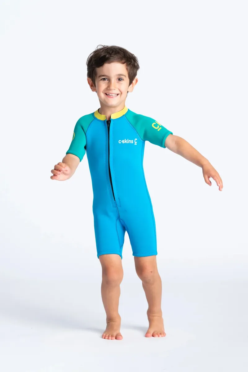 C-Skins C-KID Baby Shorti Wetsuit Cyan / Green / Aurora Yellow