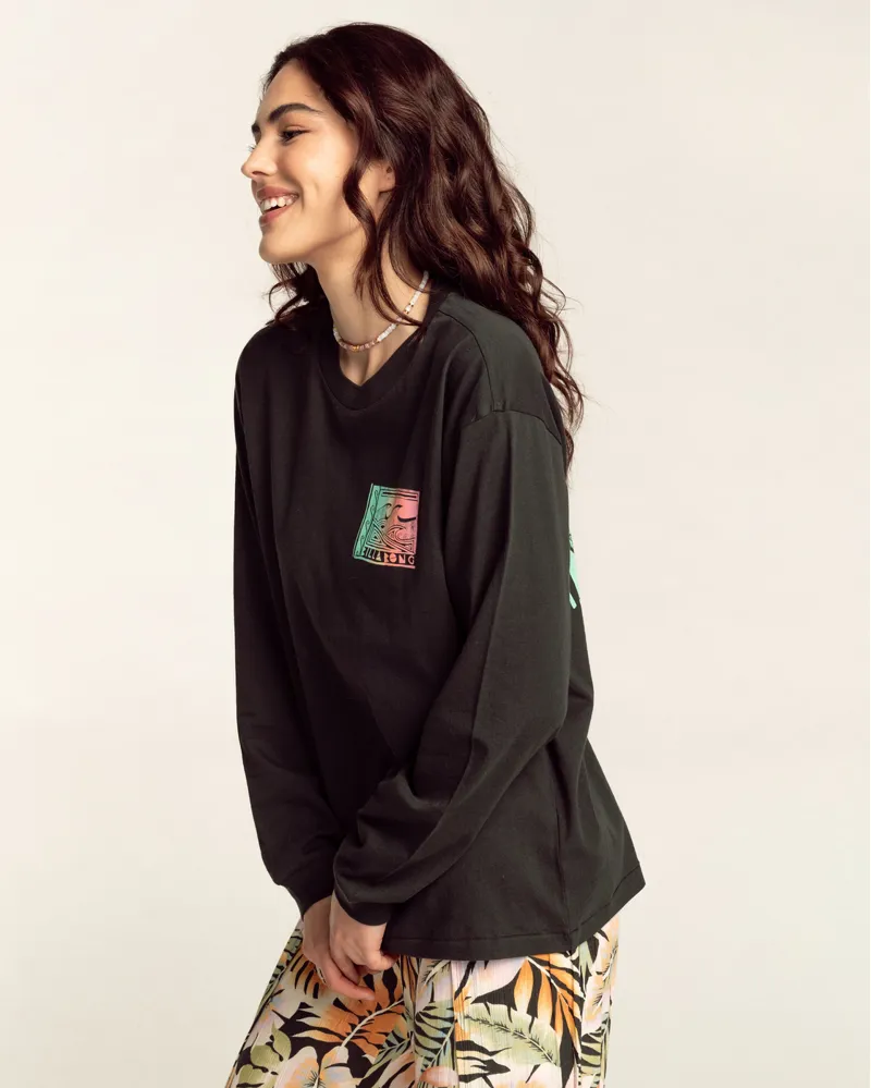 Billabong Way Out Long Sleeve Tee in Black-1