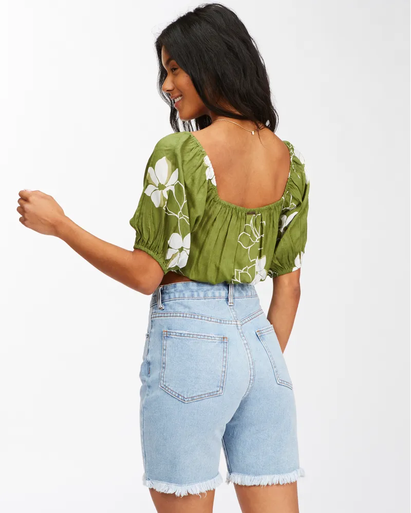 Billabong Sun City Crop Top in Fern-3
