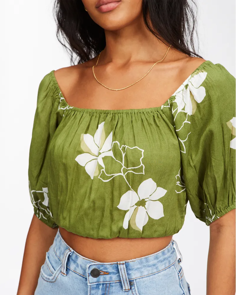 Billabong Sun City Crop Top in Fern-1