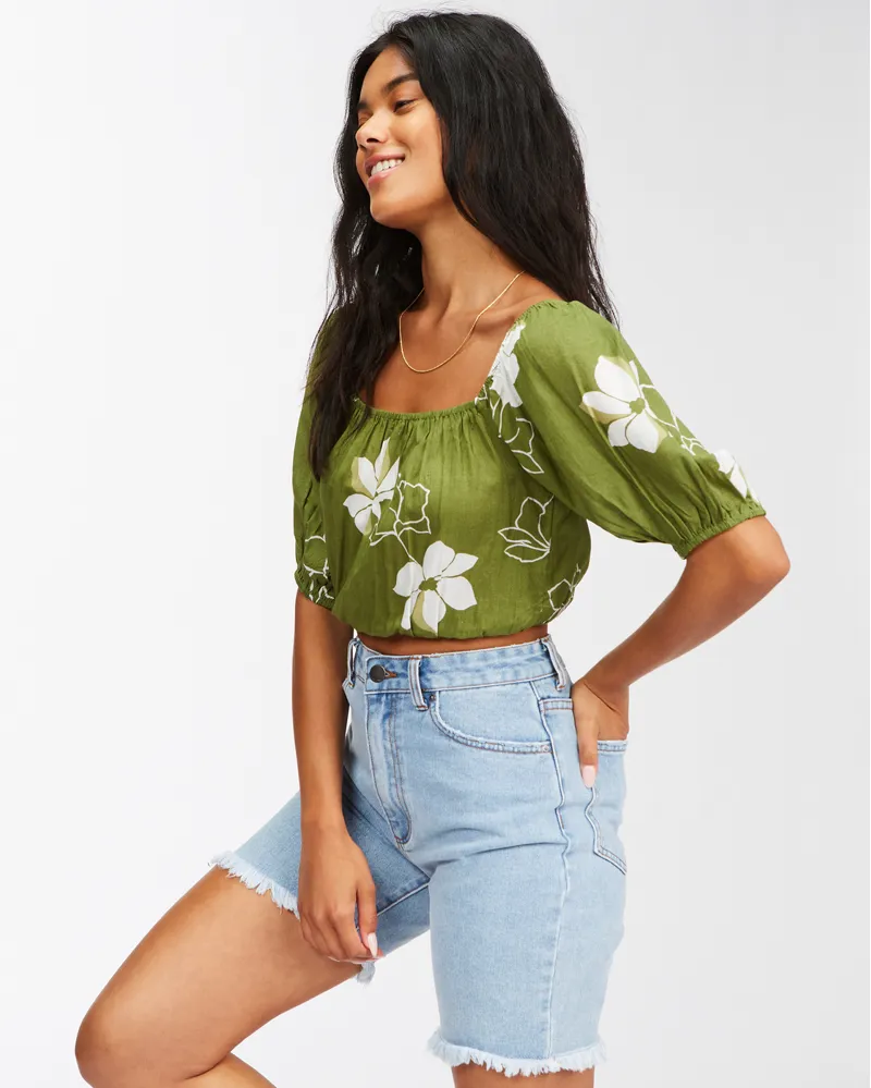 Billabong Sun City Crop Top in Fern-2