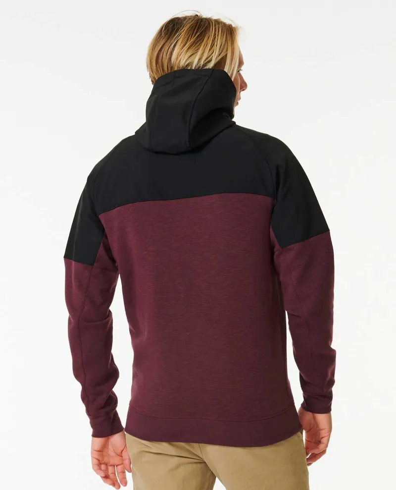 Rip Curl Anti Series Viral Zip Fleece Maroon - Mens Black Red Hoodie-3