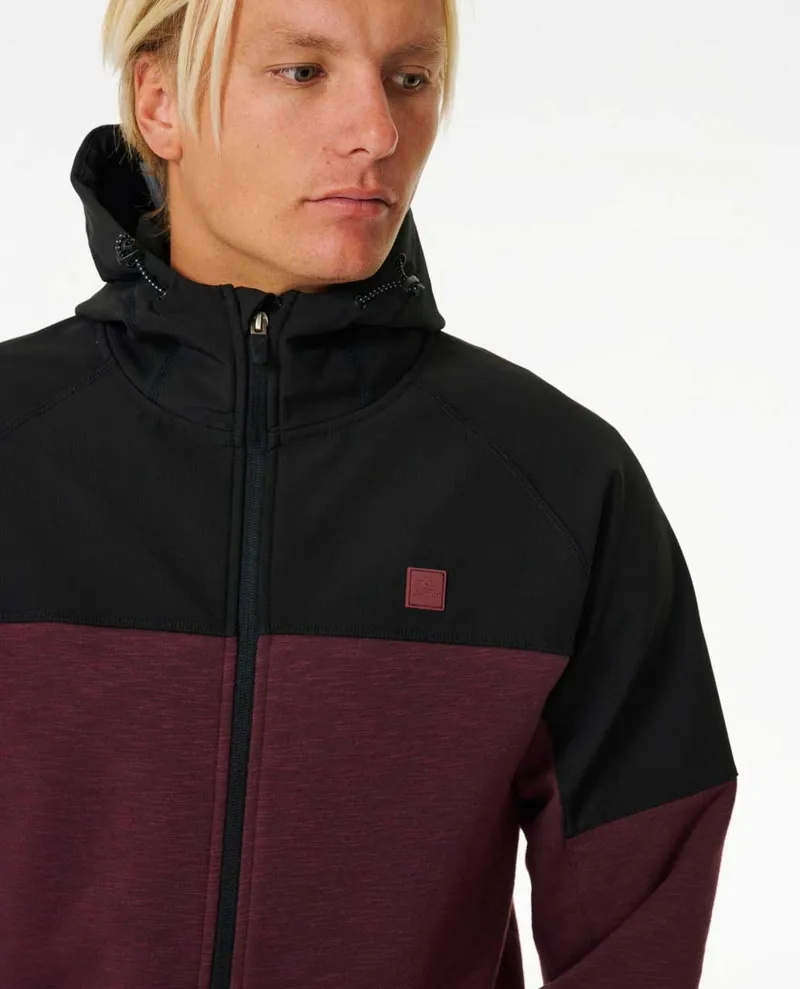 Rip Curl Anti Series Viral Zip Fleece Maroon - Mens Black Red Hoodie-4