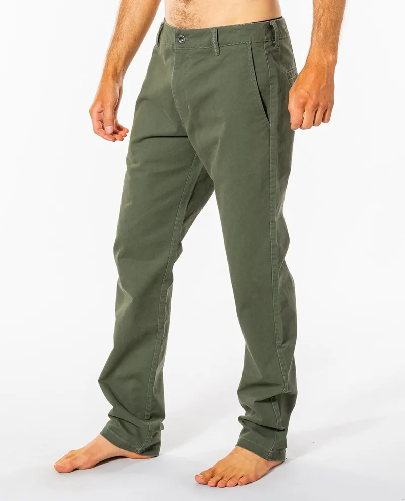 Rip Curl Epic Pant Dark Olive - Mens Green Chino Trousers-1