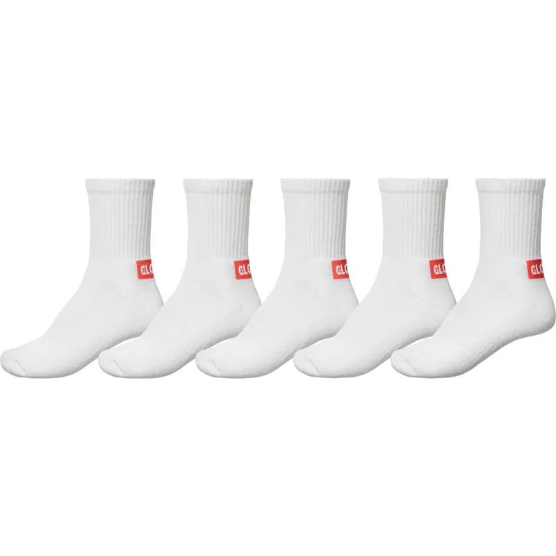 Globe Minibar Crew Sock 5 Pack in White