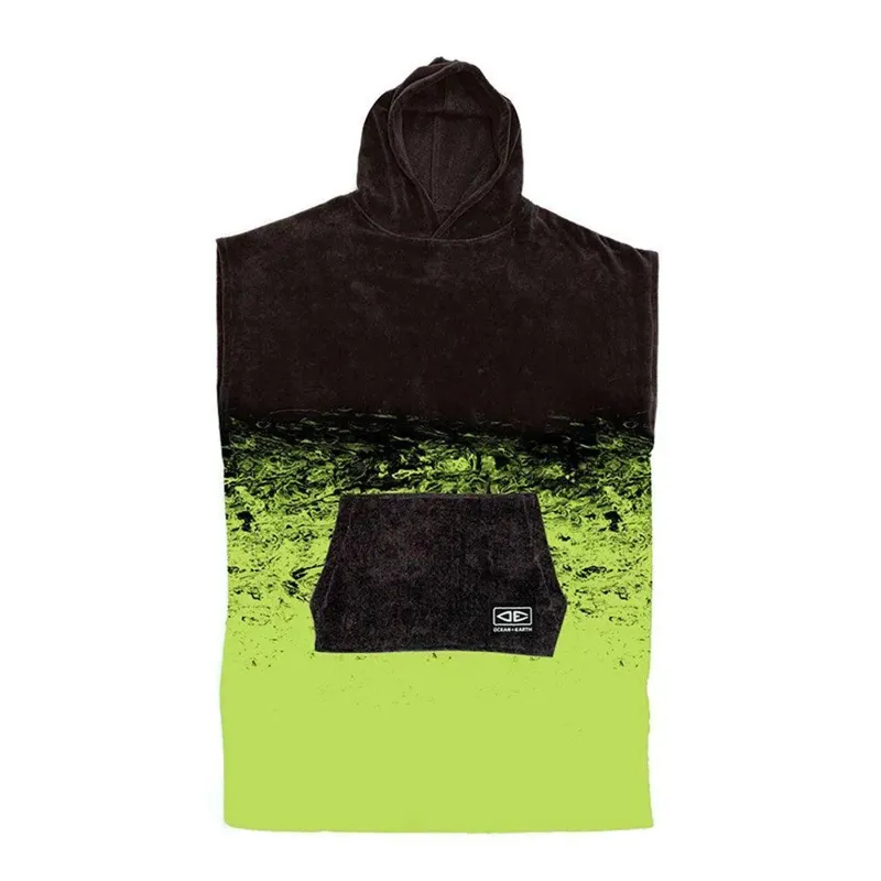 Ocean and Earth YOUTH hooded poncho Black/Lime