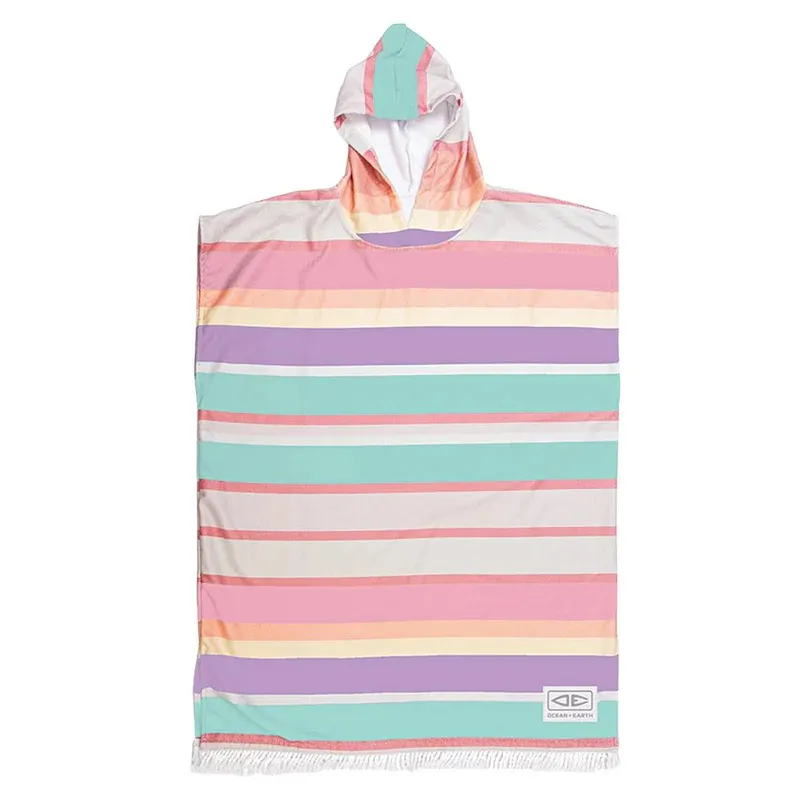 Ocean and Earth Sunkissed Hooded Poncho YOUTH Multi Stripe