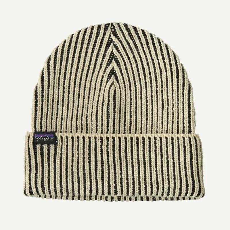 Patagonia Fishermans Rolled Beanie Contrast Stripe: Black