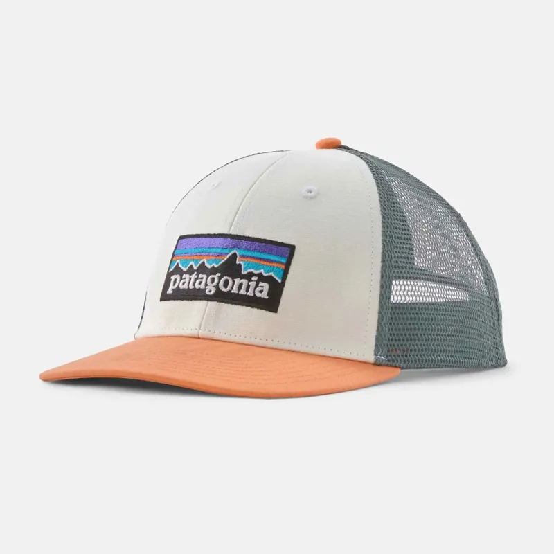 Patagonia P-6 Logo LoPro Trucker Hat White Peach Sherbert