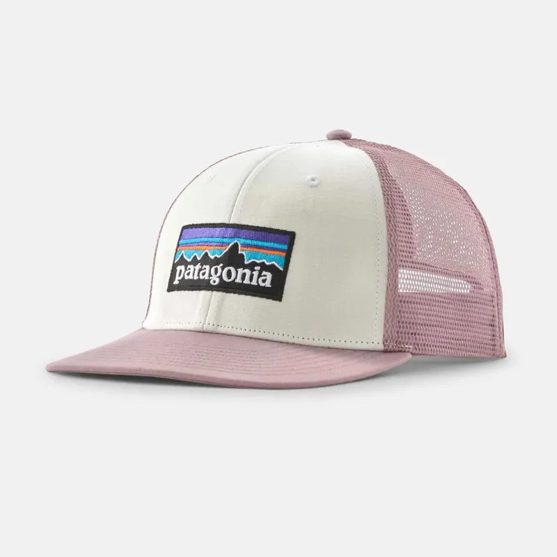 Patagonia P-6 Logo Trucker Hat White w Quiet Violet