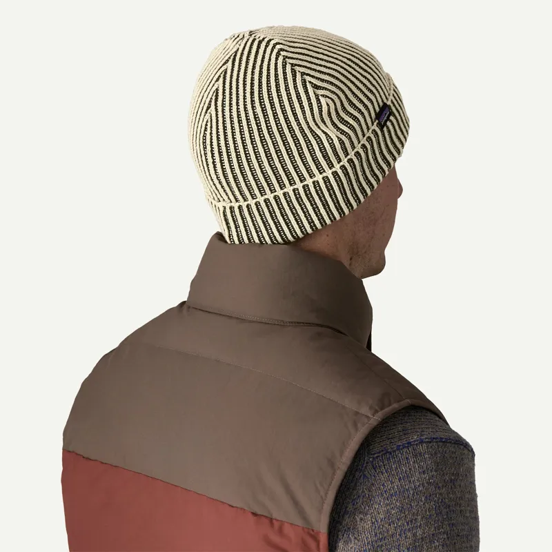 Patagonia Fishermans Rolled Beanie Contrast Stripe: Black-2