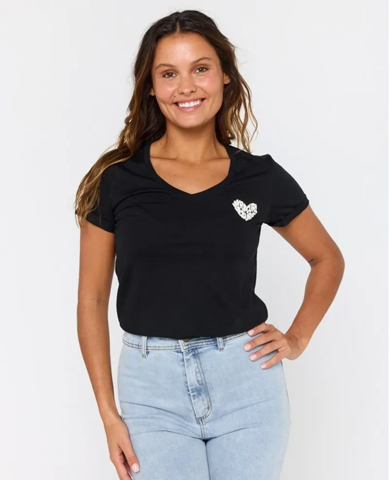 Rip Curl HEART V NECK TEE Black