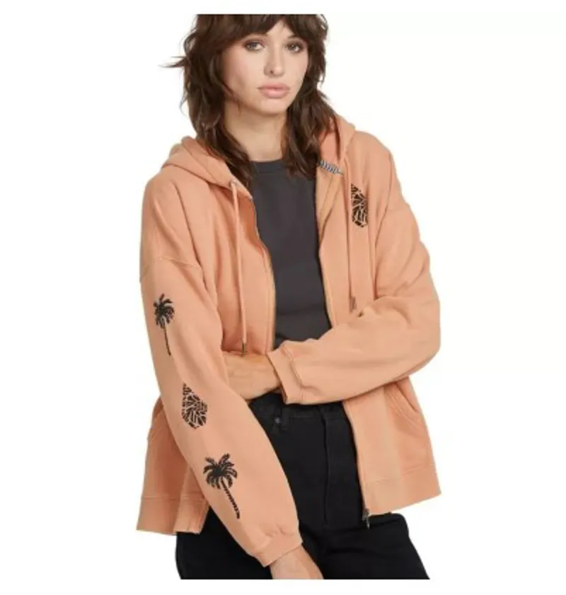 Volcom Stone Art Up Zip Hoodie Sand Brown -1