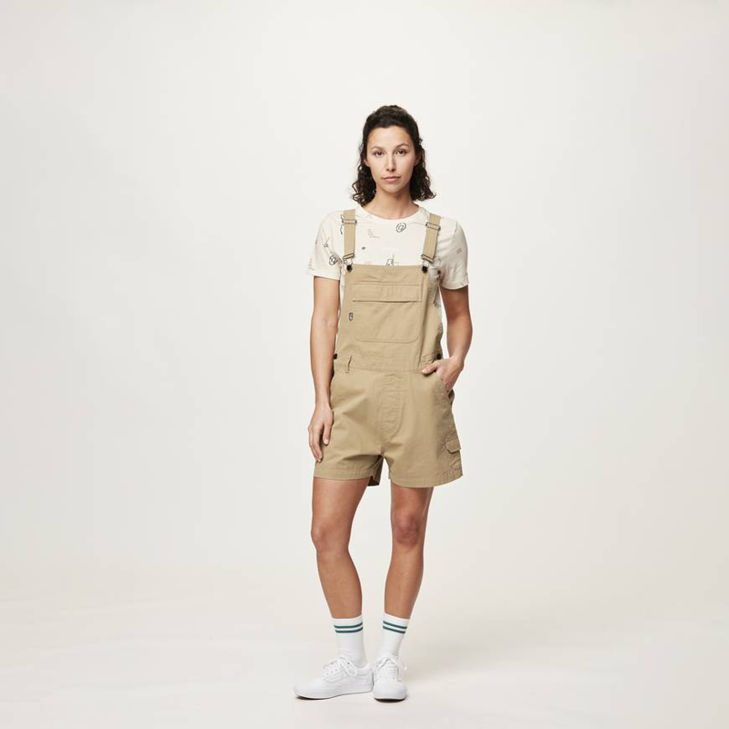 Picture Organic Clothing Baylee Overalls Dark Stone - Womens Brown Beige Playsuit-5