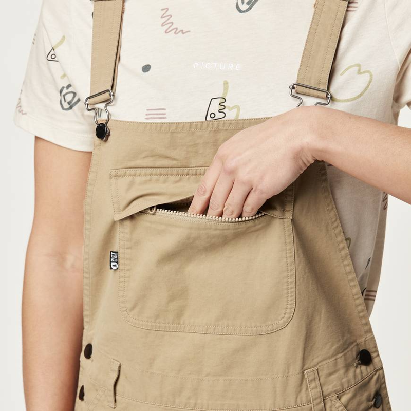 Picture Organic Clothing Baylee Overalls Dark Stone - Womens Brown Beige Playsuit-2