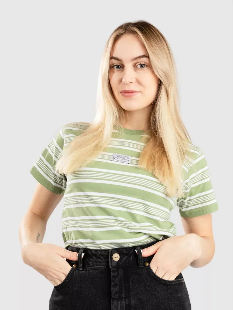 Hurley Signature Stripe Tee Loden Frost - Womens Green T-Shirt