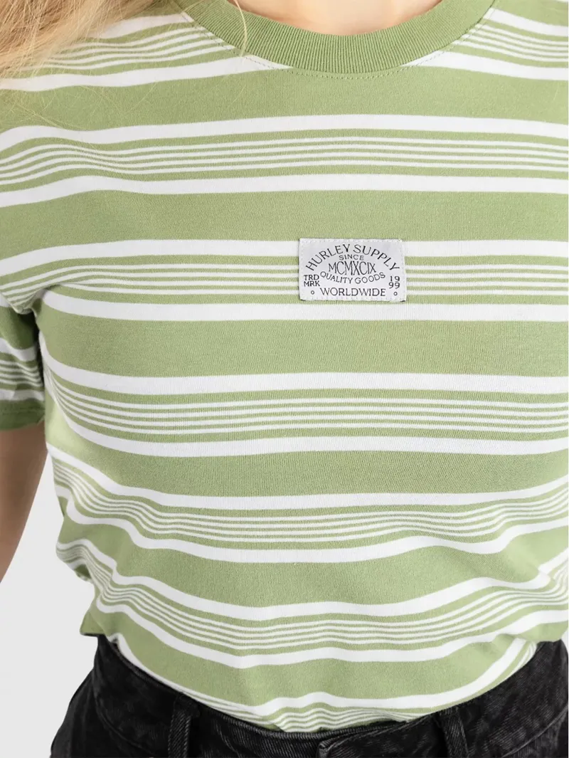 Hurley Signature Stripe Tee Loden Frost - Womens Green T-Shirt-4