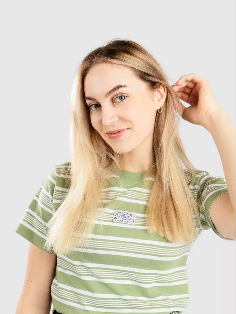 Hurley Signature Stripe Tee Loden Frost - Womens Green T-Shirt-2